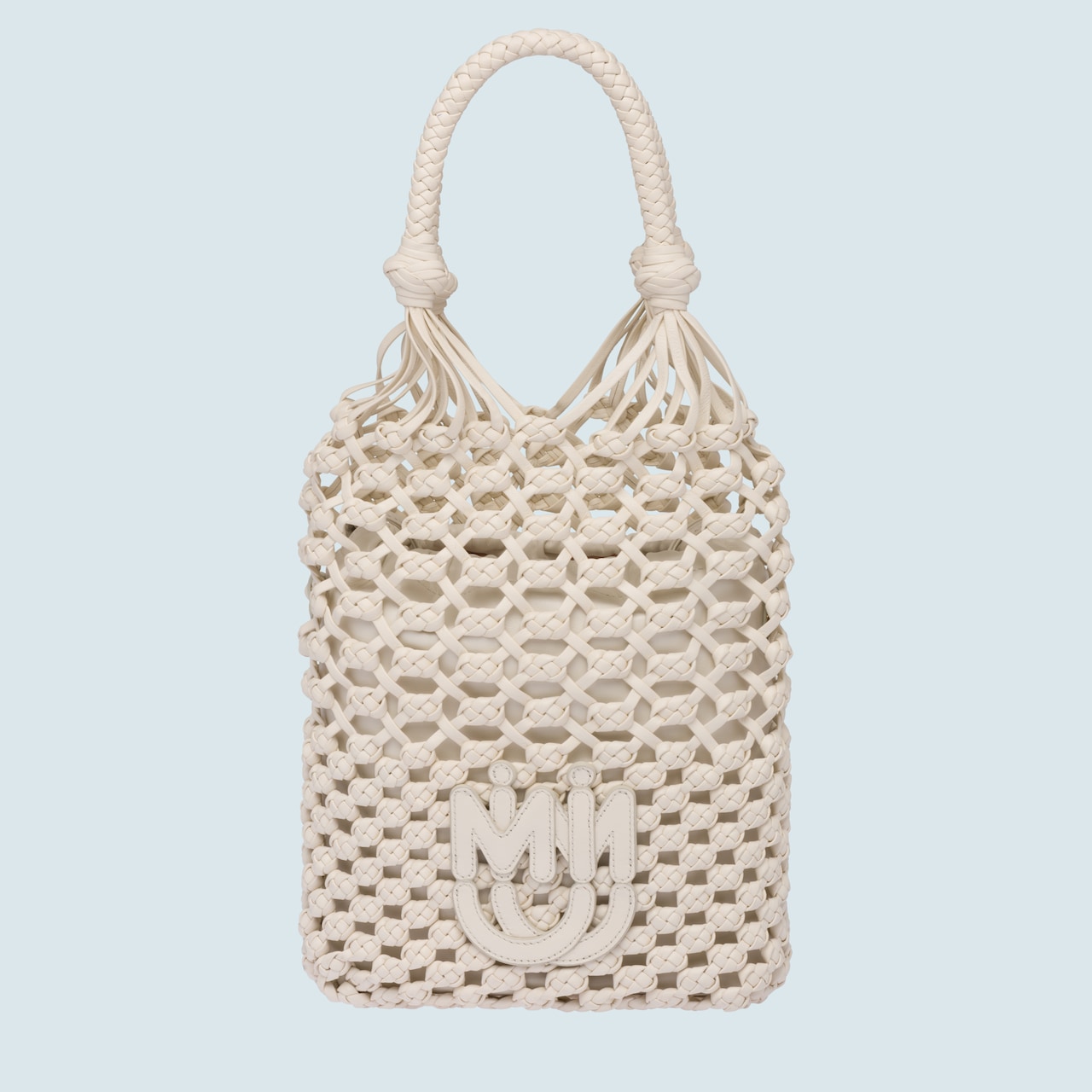 Macramé and nappa leather handbag