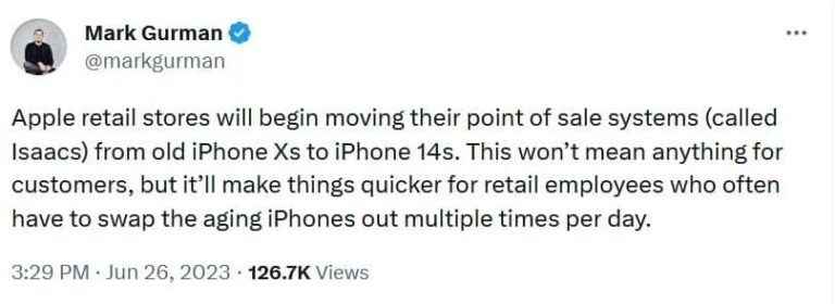 Οι υπάλληλοι του Apple Store αναβαθμίζουν το iPhone X τους σε iPhone 14