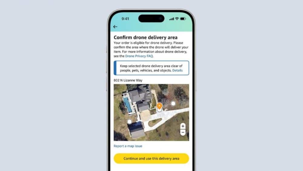 Amazon, Η Amazon παραδίδει iPhone και Galaxy smartphones με drones στις ΗΠΑ